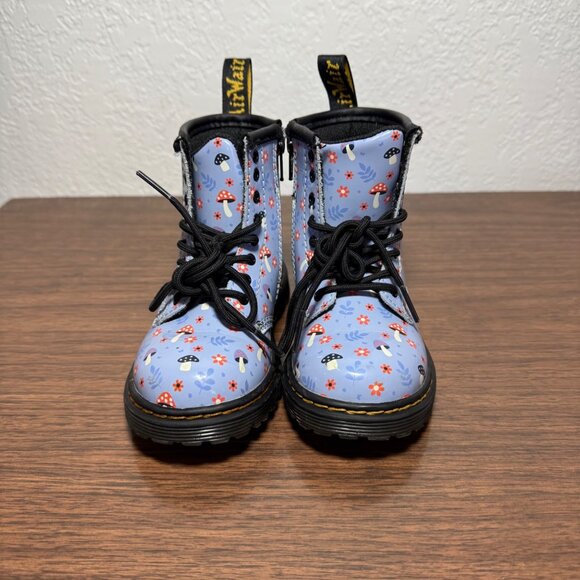Dr Martens 1460 Toddler Patent Woodland Boots Size 8/EU24 Zen Blue Mushroom Zip - Picture 2 of 11